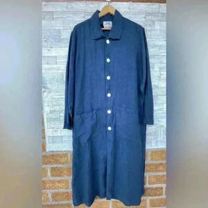 FLAX by Jeanne Engelhart Linen Maxi Duster Coat Dress Lagenlook size small